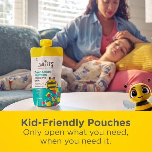 Zarbee's Triple Action Hydration Electrolyte Drink for Kids Dye-Free Strawberry Lemonade Flavor Perspective: left