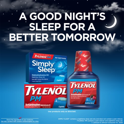 Simply Sleep Non-Habit Forming Nighttime Sleep Aid Caplets Perspective: left