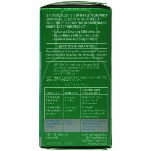Opti-Free Puremoist Multi-Purpose Disinfecting Travel Size Solution Perspective: left