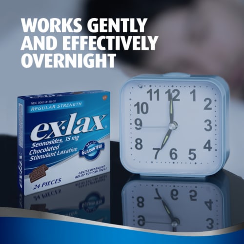 Ex-Lax Regular Strength Chocolated Stimulant Constipation Relief Laxative Pills Perspective: left