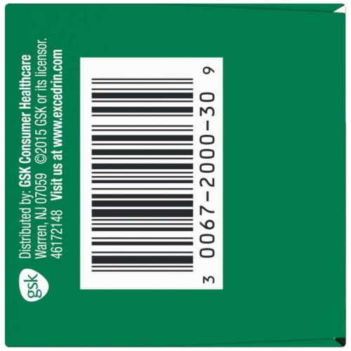 Excedrin Extra Strength Headache Pain Relief 30 Count Perspective: left
