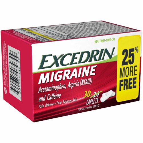 Excedrin Migraine Caplets 30 Count Perspective: left