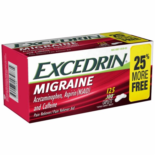 Excedrin Migraine Pain Reliever Aid Caplets Perspective: left