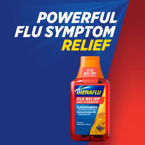 Theraflu Max Strength Daytime Flu with Acetaminophen and Dextromethorphan HBr Medicine Perspective: left