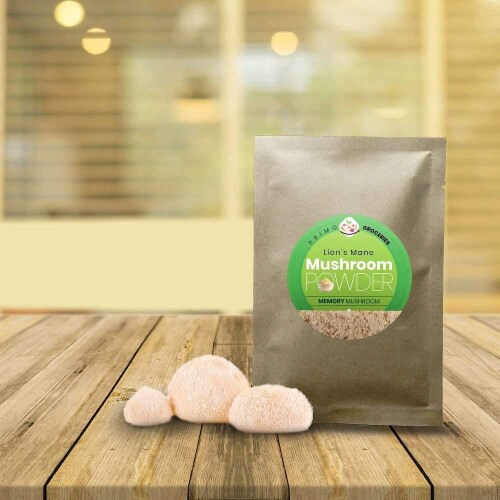 Real Lions Mane Mushroom Powder (25 Servings) | Gluten-Free, Vegan, Organic Vegan| 50g Perspective: left