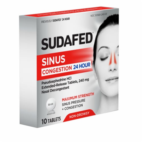 Sudafed Sinus Congestion 24 Hour, Maximum Strength Decongestant Perspective: left