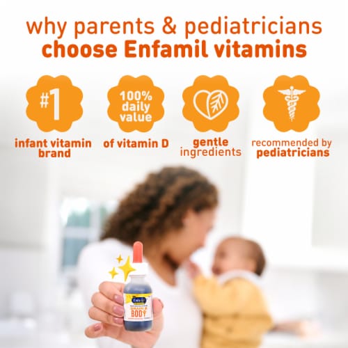 Enfamil Poly-Vi-Sol Multi-Vitamins & Iron Supplement for Infants & Toddlers Dropper Bottle Perspective: left