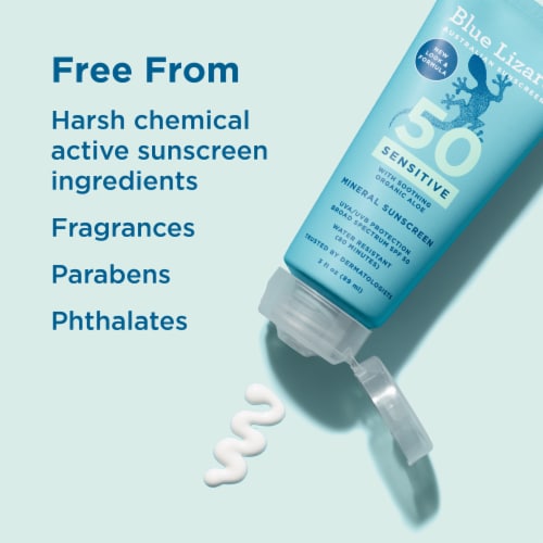 Blue Lizard Sensitive Sunscreen Tube - SPF 50 - 3 fl oz Perspective: left