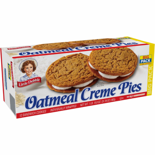 Oatmeal Creme Pies, Big Packs, 2 Boxes, 24 Individually Wrapped Sandwich Cookies Perspective: left