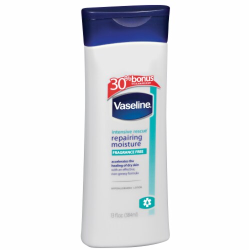 Vaseline Intensive Rescue Repairing Moisture Fragrance Free Lotion Perspective: left