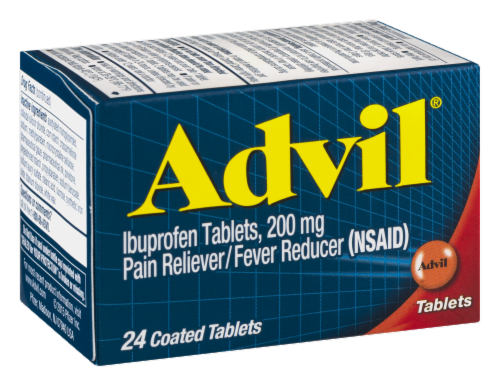 Advil 200 mg Ibuprofen Coated Tablets Perspective: left