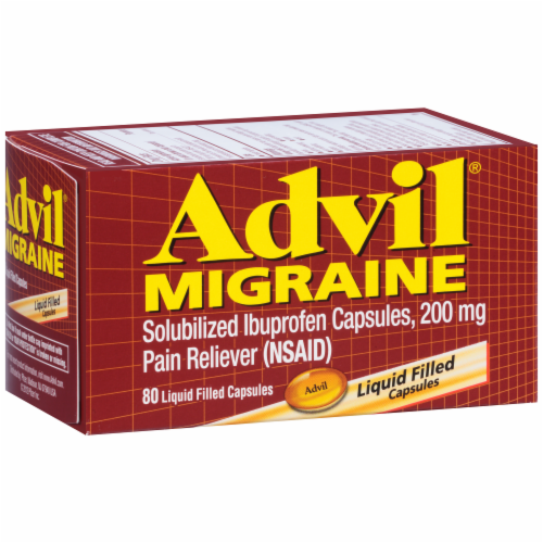 Advil Migraine Liquid Filled Capsules Perspective: left