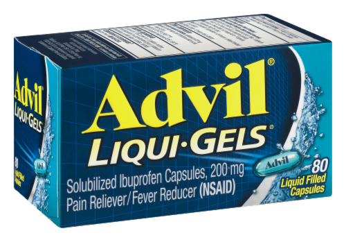 Advil Liqui-Gels 200 mg Ibuprofen Liquid Filled Capsules Perspective: left