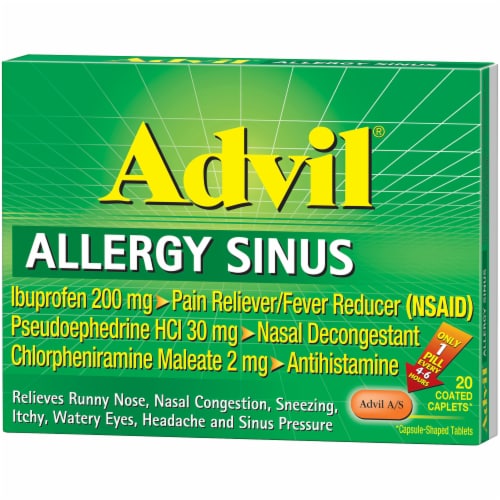 Advil Allergy and Congestion Relief Chlorpheniramine Maleate Medicine Perspective: left