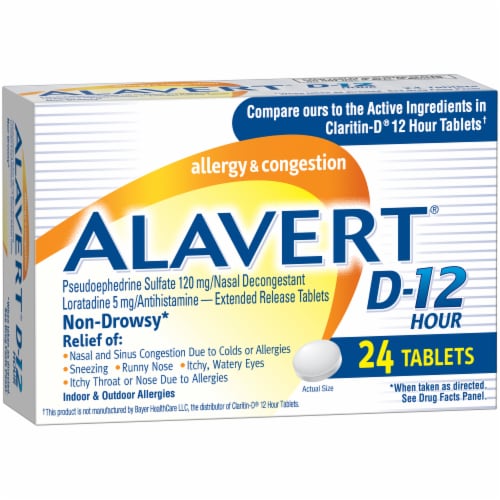 Alavert D-12 Hour Allergy & Sinus Relief Tablets Perspective: left