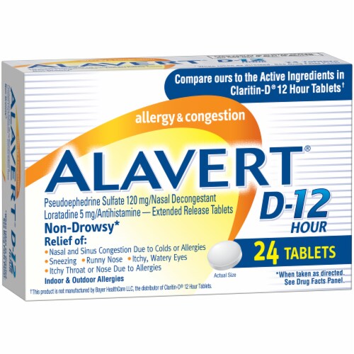 Alavert D-12 Hour Allergy & Sinus Relief Tablets Perspective: left