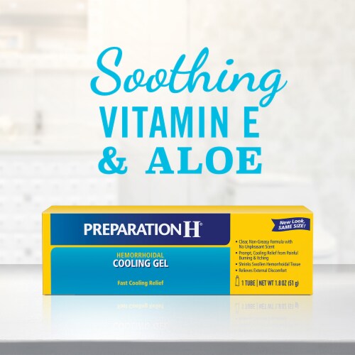 Preparation H Hemorrhoid Cooling Gel with Aloe for Fast Discomfort Relief Perspective: left
