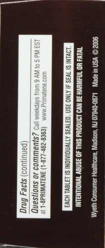 Primatene Bronchial Asthma Relief Tablets Perspective: left