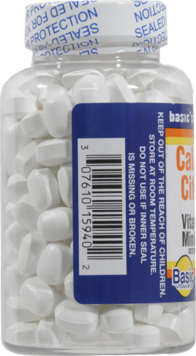 Basic Calcium Citrate + Vitamin D3 Miniature Tablets Perspective: left