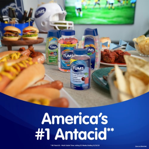 TUMS Assorted Fruit Chewable Antacid Tablets Perspective: left
