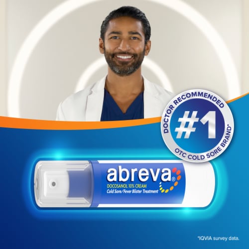 Abreva Docosanol Cold Sore Treatment Fever Blister and Cold Sore Cream Perspective: left