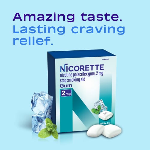 Nicorette Nicotine Gum Stop Smoking Aid, 2mg, White Ice Mint Flavor - 160 Count Perspective: left