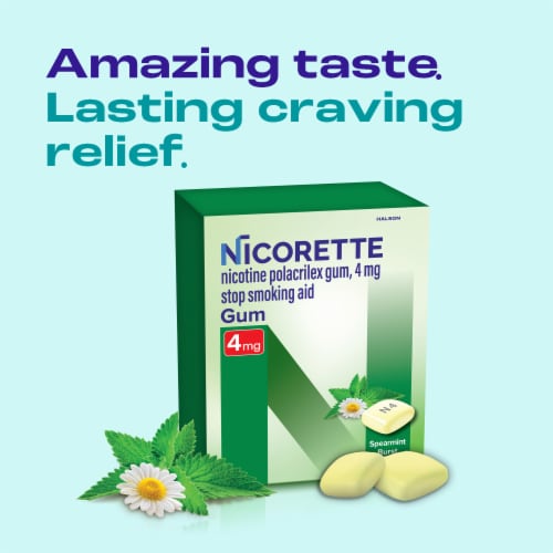 Nicorette Nicotine Spearmint Burst Flavor Gum Perspective: left