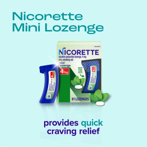 Nicorette Mini Nicotine Lozenges 4 mg Mint Flavor Perspective: left