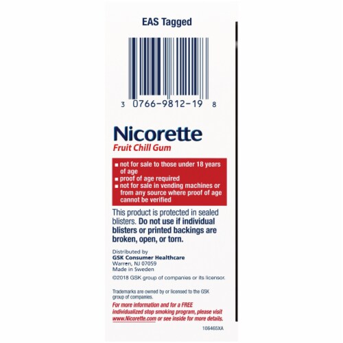 Nicorette Fruit Chill Nicotine Gum 2mg Bonus Pack Perspective: left