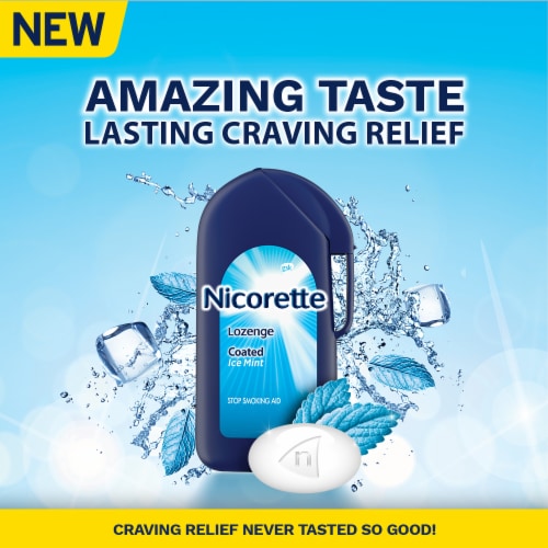 Nicorette Coated Nicotine Ice Mint Flavor Lozenges Perspective: left