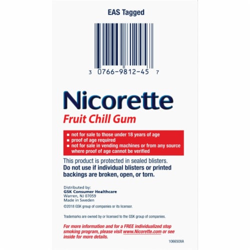 Nicorette® Fruit Chill Nicotine Gum 4mg Bonus Pack Perspective: left