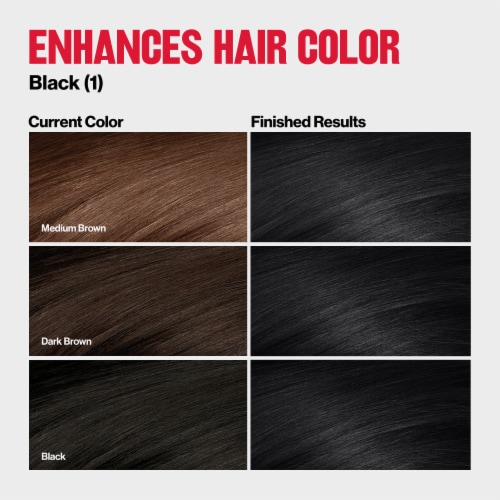 Revlon ColorSilk Tone + Gloss + Care Demi-Permanent Hair Color Shade 1 Black Perspective: left