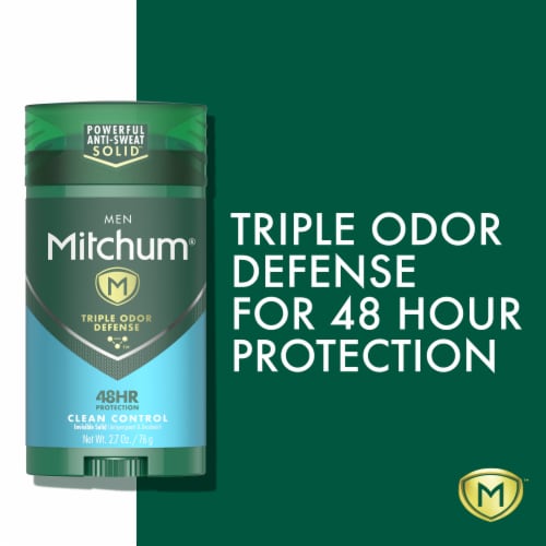 Mitchum Men Triple Odor Defense Clean Control Invisible Solid Antiperspirant Deodorant Perspective: left