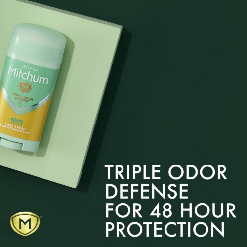 Mitchum Women Triple Odor Defense Pure Fresh Scent Invisible Solid Antiperspirant Deodorant Perspective: left