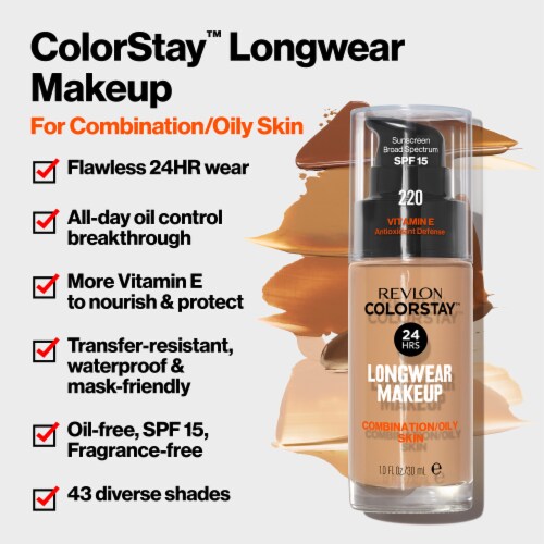 Revlon Colorstay™ Combination/Oily Skin True Beige Foundation Makeup Perspective: left