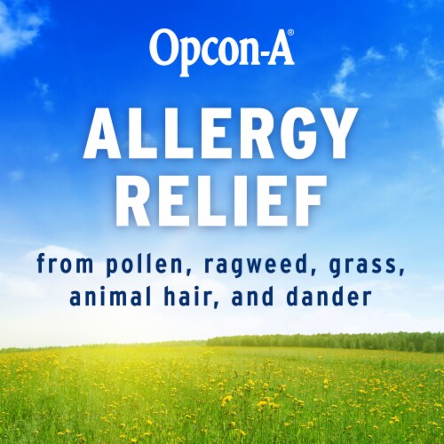 Opcon-A Allergy Eye Drops Antihistamine Eye Drop for Quick Itch and Redness Relief Perspective: left