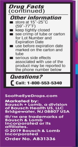 Bausch & Lomb Soothe® Nighttime Dry Eye Therapy Ointment Perspective: left