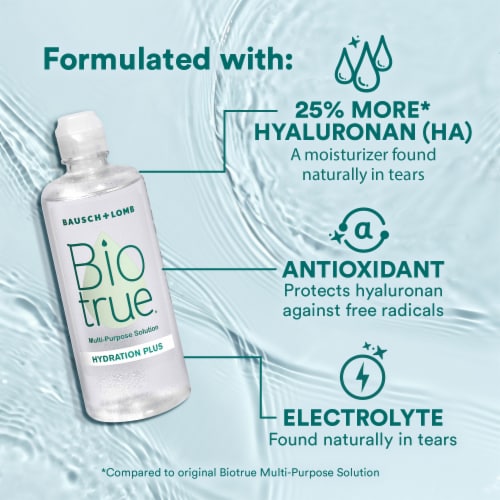 Biotrue Hydration Plus Contact Lens Solution for Soft Lenses with Lens Case Perspective: left