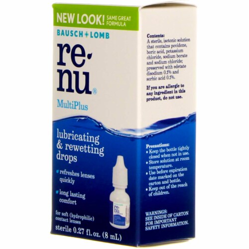 Bausch & Lomb ReNu® MultiPlus Lubricating & Rewetting Drops Perspective: left