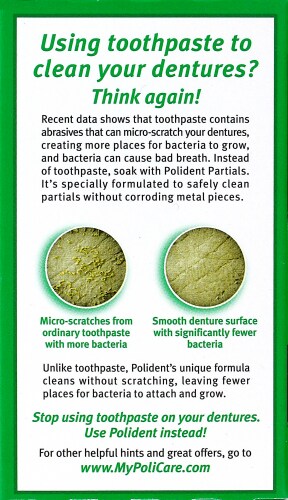 Polident for Partials Triple Mint Denture Cleanser Tablets Perspective: left