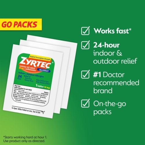 Zyrtec 24 Hour Allergy Relief Tablets Perspective: left