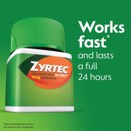 Zyrtec 24 Hour Allergy Relief Tablets Cetirizine HCl Perspective: left