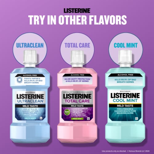 Listerine Total Care Mouthwash Fresh Mint Anticavity Fluoride Oral Rinse with 6 Benefits in 3 Perspective: left