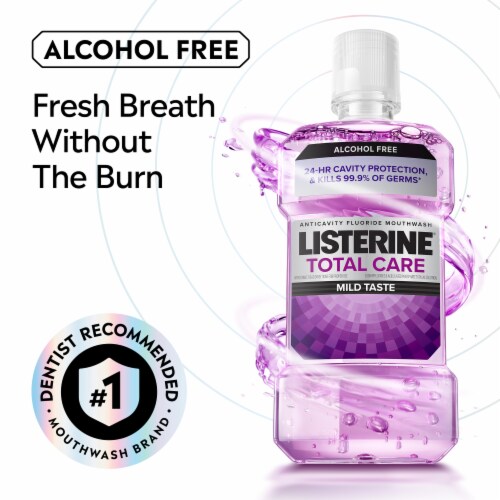 Listerine Total Care Mouthwash Fresh Mint Anticavity Fluoride Oral Rinse with 6 Benefits in 1 Perspective: left