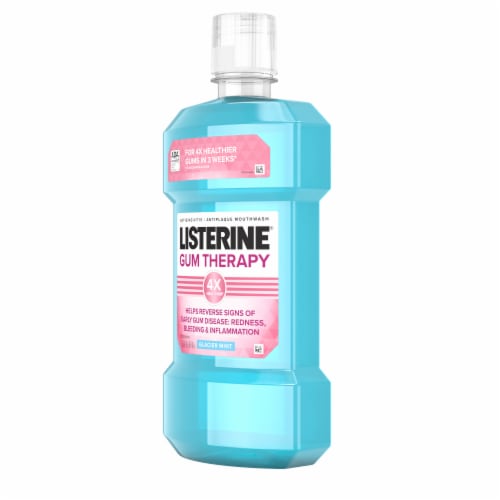 Listerine Gum Therapy Mouthwash Glacier Mint Antiplaque & Anti-Gingivitis Oral Rinse Perspective: left