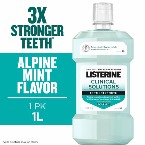 Listerine Clinical Solutions Mouthwash Enamel Strengthening Alpine Mint Oral Rinse Perspective: left