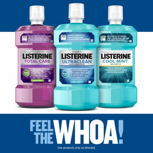 Listerine Ultraclean Antiseptic Mouthwash Cool Mint Oral Rinse with Everfresh Technology Perspective: left