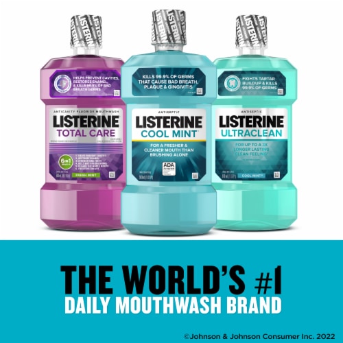 Listerine Cool Mint Antiseptic Mouthwash, Bad Breath, Plaque & Gingivitis,  Mint, 1 L