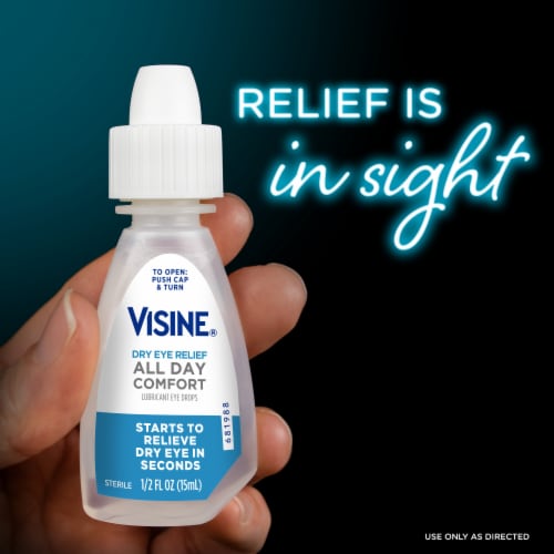 Visine Dry Eye Relief All Day Comfort Lubricant Eye Drops Perspective: left