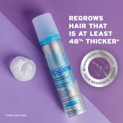 Women's Rogaine 5% Minoxidil Foam, Topical Once-A-Day Hair Loss Treatment, Unscented, 2-Month Supply Perspective: left